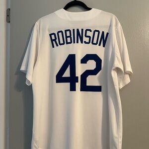 White Nike Dodgers Jackie Robinson Jersey